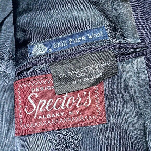 Burberrys luxurious Vintage men’s navy blue 100% wool suit blazer gold buttons - Picture 11 of 14